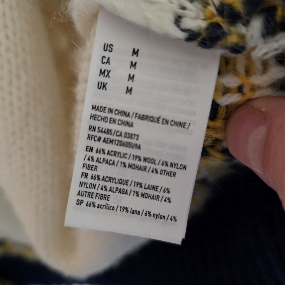 American Eagle Mens Medium Fair Isle Shawl Collar Cardigan Sweater Wool Blend - Picture 5 of 7